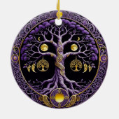 Purple and Gold Tree of Life Mandala Keramisch Ornament (Achterkant)