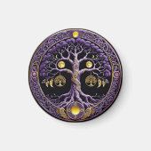 Purple and Gold Tree of Life Mandala Magneet (Voorkant)