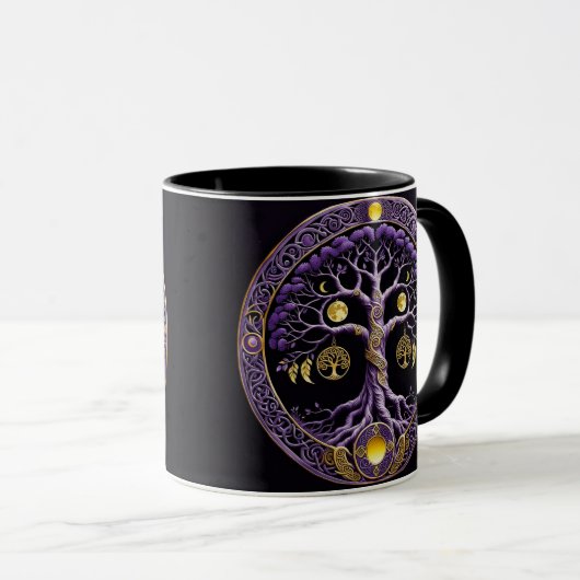 Purple and Gold Tree of Life Mandala Mok (Voorkant rechts)