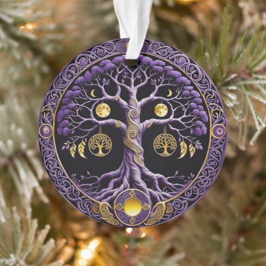 Purple and Gold Tree of Life Mandala Ornament (Boom)