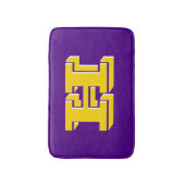 Purple and Gold Varsity Letter Style Monogram Badmat (Voorkant Verticaal)