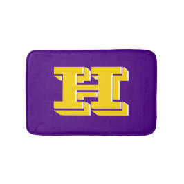 Purple and Gold Varsity Letter Style Monogram Badmat