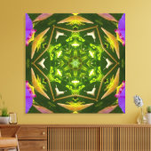 PURPLE AND GREEN ABSTRACT DRAWING. SAMER BRASIL. 4 CANVAS AFDRUK (Insitu (Woonkamer))