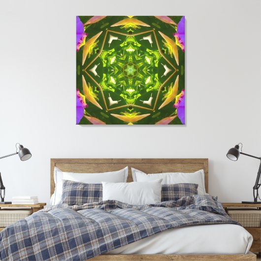 PURPLE AND GREEN ABSTRACT DRAWING. SAMER BRASIL. 4 CANVAS AFDRUK (Insitu (Slaapkamer))