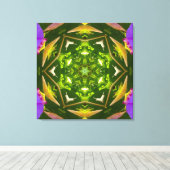 PURPLE AND GREEN ABSTRACT DRAWING. SAMER BRASIL. 4 CANVAS AFDRUK (Insitu (Houten vloer))