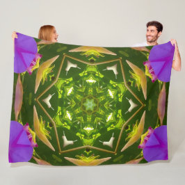 PURPLE AND GREEN ABSTRACT DRAWING. SAMER BRASIL. 4 FLEECE DEKEN