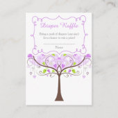 Purple and Green Bird Baby Shower Diaper Raffle Informatiekaartje (Voorkant)
