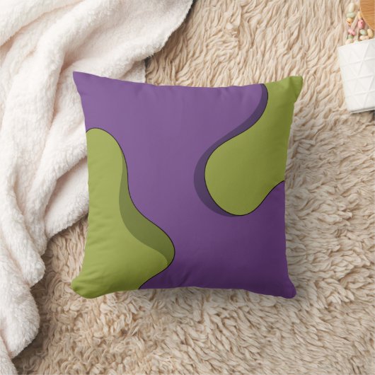 Purple and Green Groovy Wavy Abstract Pattern. Kussen (Deken)