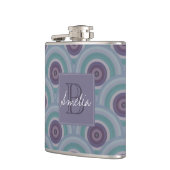 Purple and Green Retro Circles Pattern Monogram Heupfles (Links)