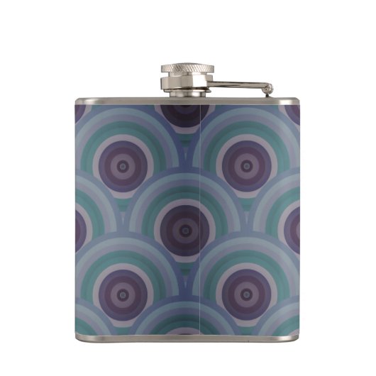 Purple and Green Retro Circles Pattern Monogram Heupfles (Achterkant)