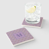 Purple and Lavender Initial Stone Coaster Stenen Onderzetter (Zijkant)