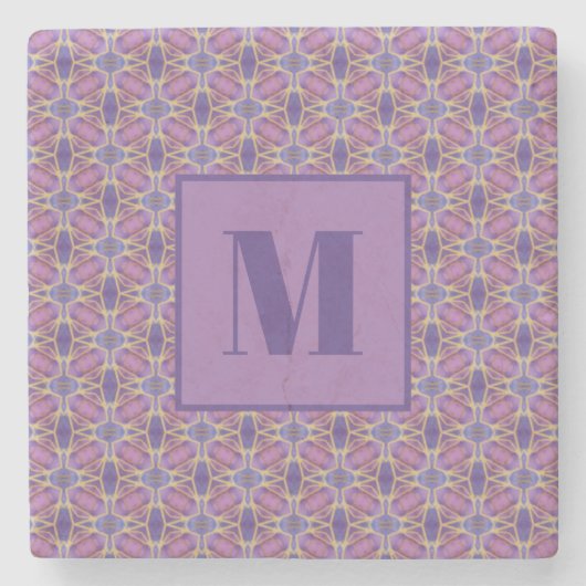 Purple and Lavender Initial Stone Coaster Stenen Onderzetter (Voorkant)