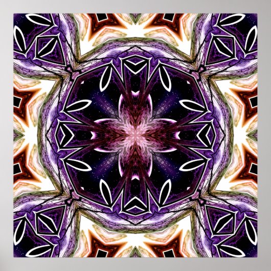 Purple and Magenta Cosmic Kaleidoscope Pattern Poster (Voorkant)