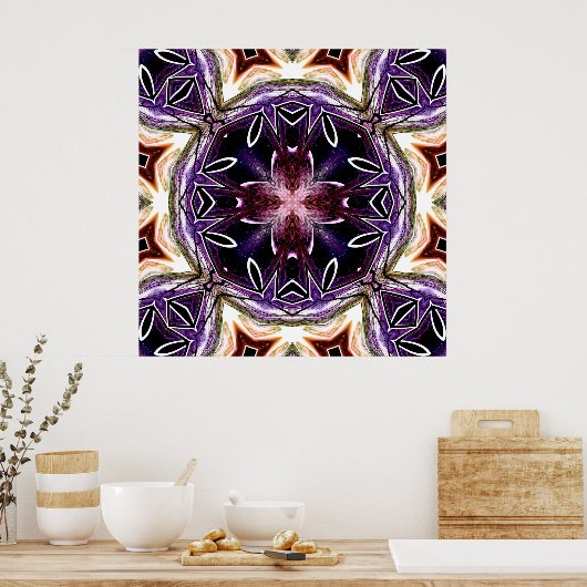 Purple and Magenta Cosmic Kaleidoscope Pattern Poster (Keuken)