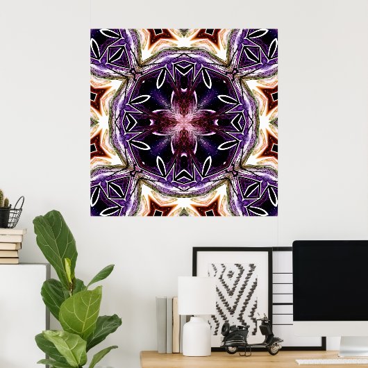 Purple and Magenta Cosmic Kaleidoscope Pattern Poster (Thuiskantoor)
