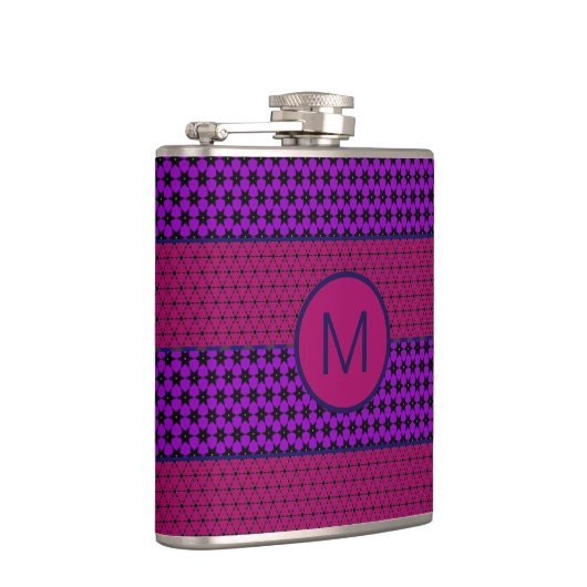Purple and Magenta Pattern Striped Monogram Heupfles (Rechts)