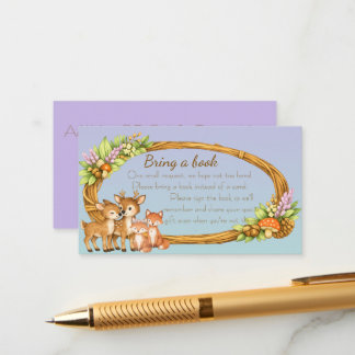 Purple and Mint Woodland Animals Book Request Informatiekaartje