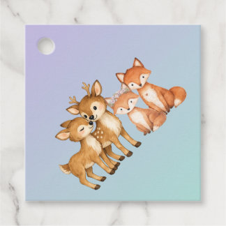 Purple and Mint Woodland Animals Favor Tags Bedankjes Labels