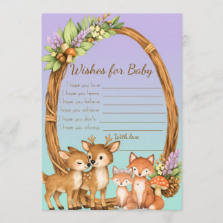 Purple and Mint Woodland Animals Wishes for Baby Advieskaart