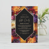 Purple and Orange Floral Black Wedding After Party Kaart (Staand voorkant)