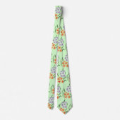 Purple and Orange Flowers on Light Green Ties Stropdas (Achterkant)