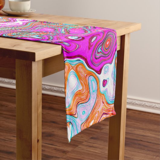 Purple and Orange Groovy Abstract Retro Swirl Medium Tafelloper (Voorbeeld)