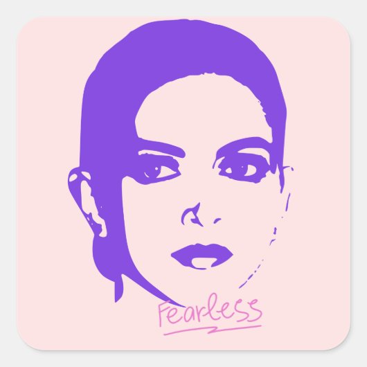 Purple and Pink Fearless Woman Empowerment Vierkante Sticker (Voorkant)