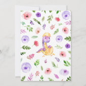 Purple and Pink Floral Dinosaur Baby Shower Kaart (Achterkant)