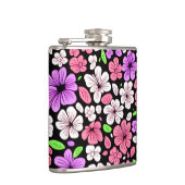 Purple and Pink Flowers and Petals Pattern Black Heupfles (Rechts)