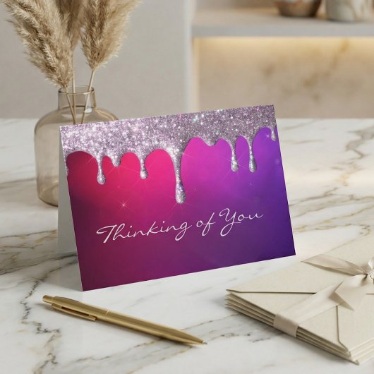 purple and pink glitter drip Sympathy Card Kaart