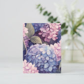 purple and pink hydrangea flower heads briefkaart (Staand voorkant)