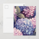 purple and pink hydrangea flower heads briefkaart (Voorkant / Achterkant)