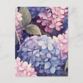 purple and pink hydrangea flower heads briefkaart (Voorkant)