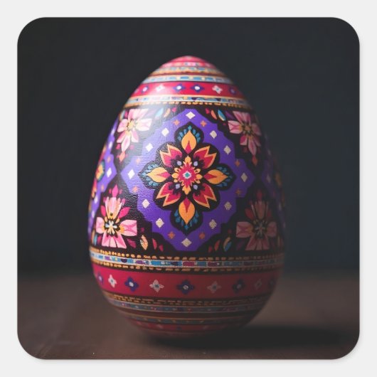 Purple and Red Bouquet Easter Egg Vierkante Sticker (Voorkant)