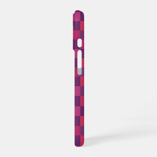 Purple and Red Checkered Geometric Pattern iPhone 16 Hoesje (Linkerkant)