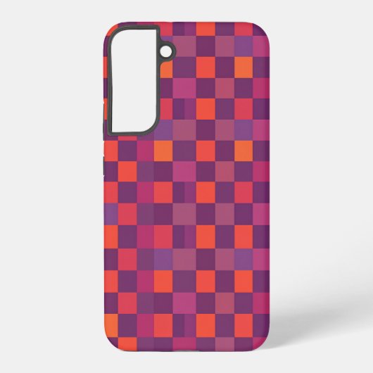 Purple and Red Checkered Geometric Pattern Samsung Galaxy Hoesje (Achterkant)