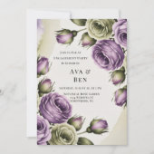 Purple and Sage Green Roses Engagement Party Kaart (Voorkant)