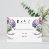 Purple and Sage Green Wedding  RSVP Kaartje (Staand voorkant)