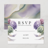 Purple and Sage Green Wedding  RSVP Kaartje (Voorkant / Achterkant)