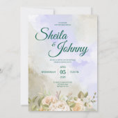 Purple and Sage Pastel Elegance Wedding Kaart (Achterkant)