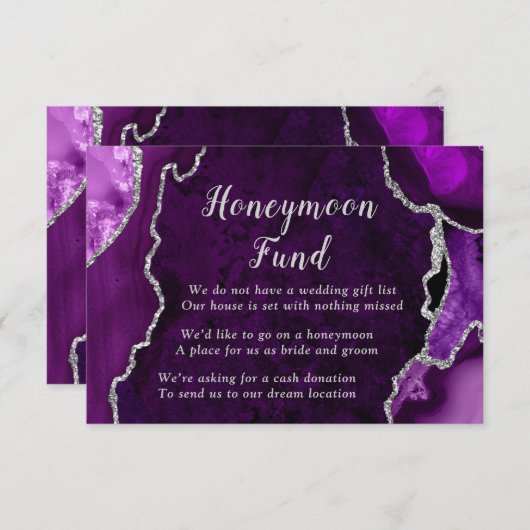Purple and Silver Agate Honeymoon Fund Informatiekaartje (Voorkant / Achterkant)