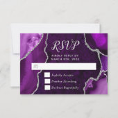 Purple and Silver Agate Marble RSVP Kaartje (Voorkant)