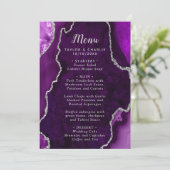 Purple and Silver Agate Marble Wedding Menu (Staand voorkant)