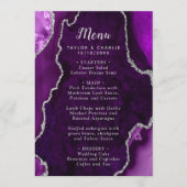 Purple and Silver Agate Marble Wedding Menu (Voorkant)