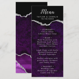 Purple and Silver Agate Marble Wedding Menu