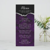 Purple and Silver Agate Marble Wedding Menu (Staand voorkant)