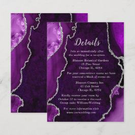 Purple and Silver Agate Wedding Details Informatiekaartje