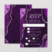Purple and Silver Agate Wedding Meal Choice RSVP Kaartje (Voorkant / Achterkant)