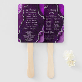 Purple and Silver Agate Wedding Program Handwaaier