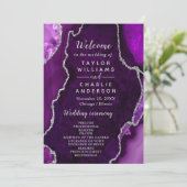 Purple and Silver Agate Wedding Program Programmakaart (Staand voorkant)